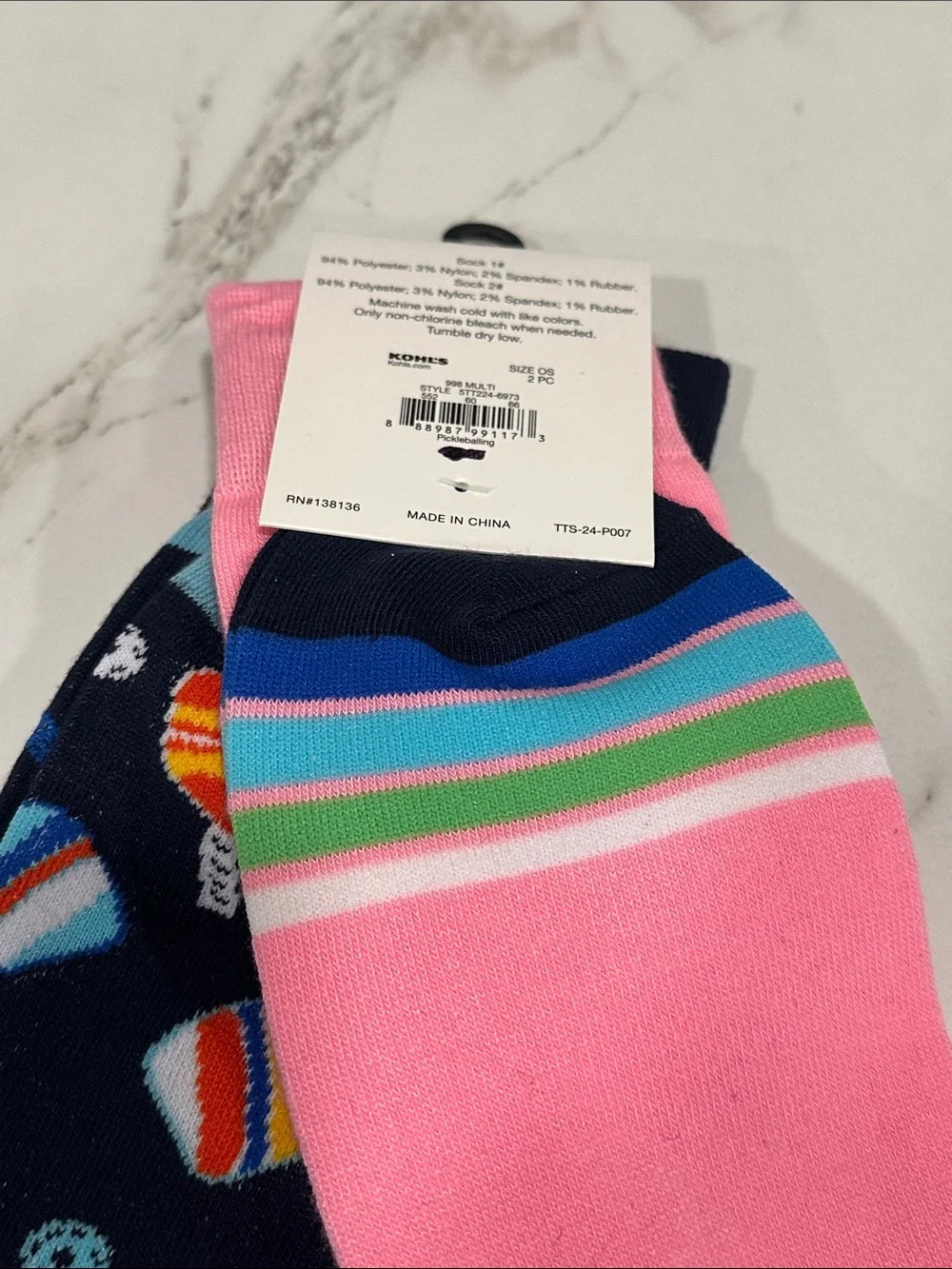 Twisted Toes Crew Socks Mens 8-13 NEW 2 Pair Pickleball